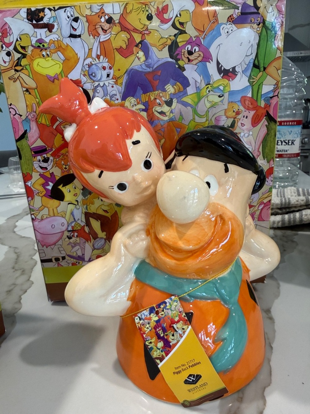 The Flintstones Pebbles & Bamm-Bamm Ceramic Piggy Bank - Orange